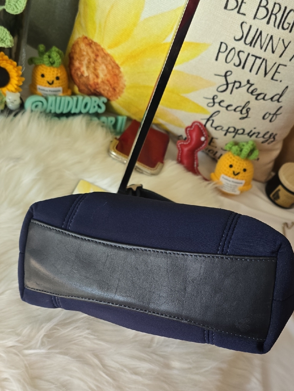 Coach Neo Prene  Crescent HOBO Navy Shoulder Bag with Black Trim GUC 2009 - Picture 11 of 17